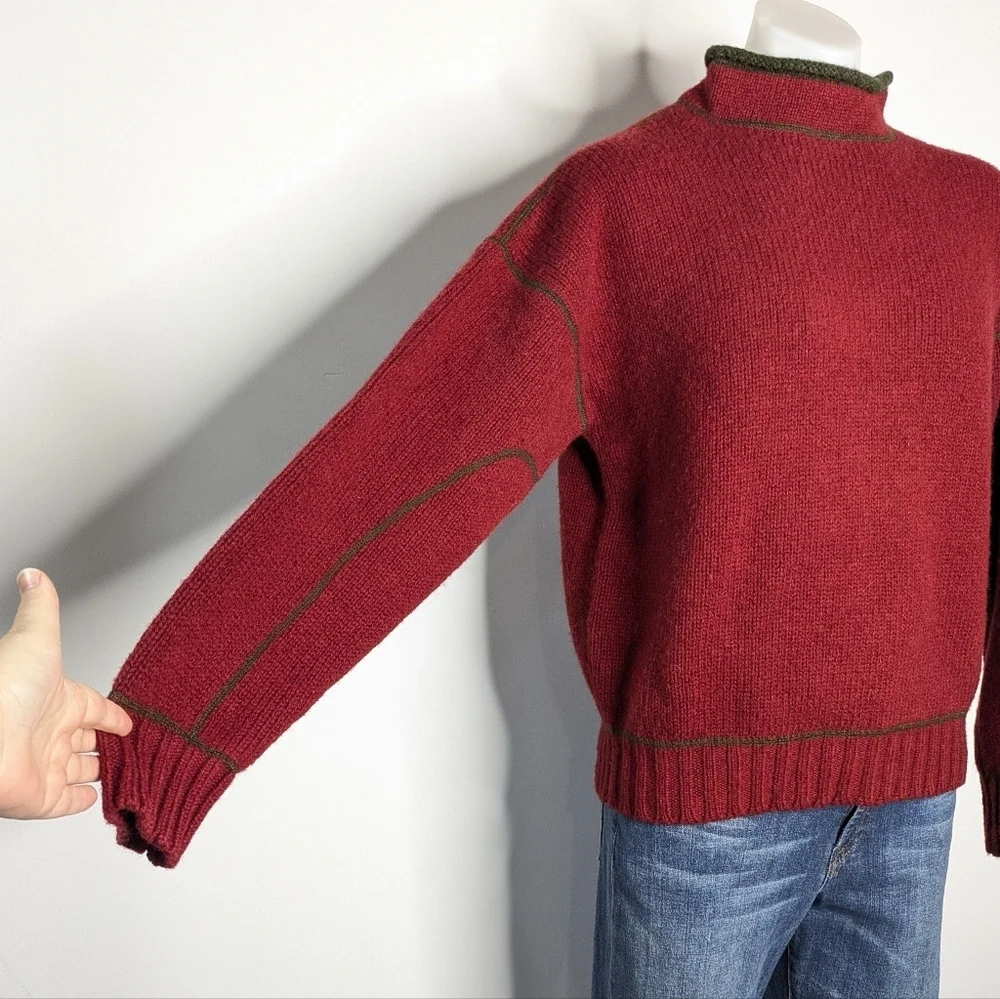 Structure Red Green High Neck Wool Sweater L